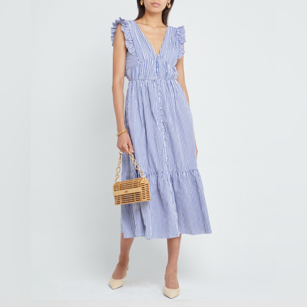 Striped Blue Midi Dress